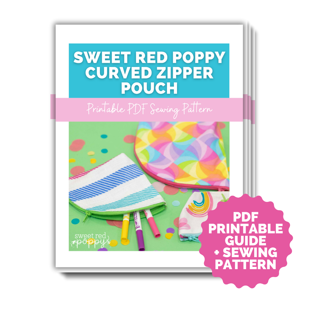 Curved Zipper Pouch Pattern Sweet Red Poppy